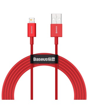 Ladd/Datakabel • USB/Lightning • 2m • 2.4A • Baseus • Röd