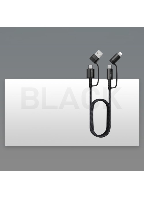 Laddkabel • Joyroom 4in1 • USB-C/USB till USB-C/lightning • QC3.0/PD 60W • 1.8m • Svart