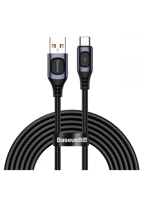 Datakabel • USB-C • 5A Quick Charge 3.0 • 1m • Baseus • Grå