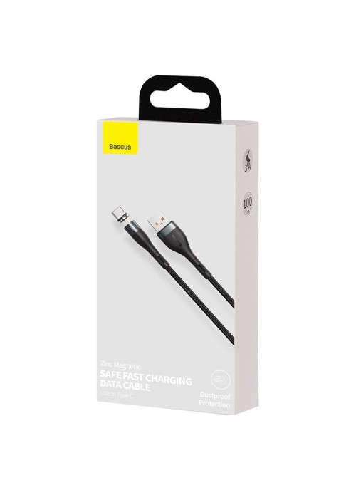 Magnetisk laddkabel • USB-C • 1m • 2.4A • Baseus Zinc • Svart
