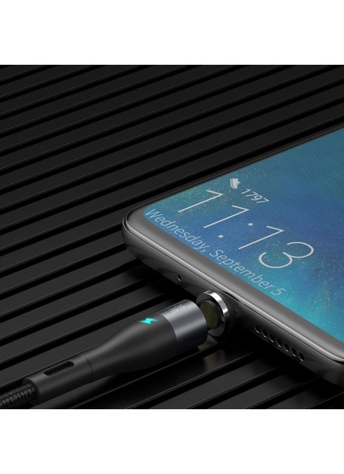 Magnetisk laddkabel • USB-C • 1m • 2.4A • Baseus Zinc • Svart