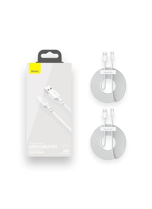 Laddkabel • USB/USB-C • 2st 1.5m • Vit • Baseus