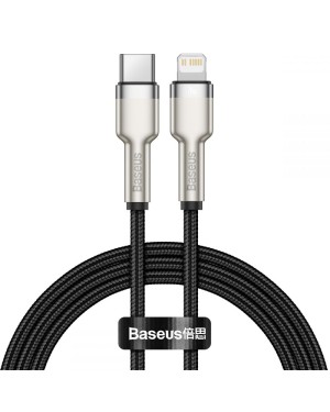 Datakabel • USB-C/Lightning • 20W • 1m • Baseus Cafule Metal • Svart