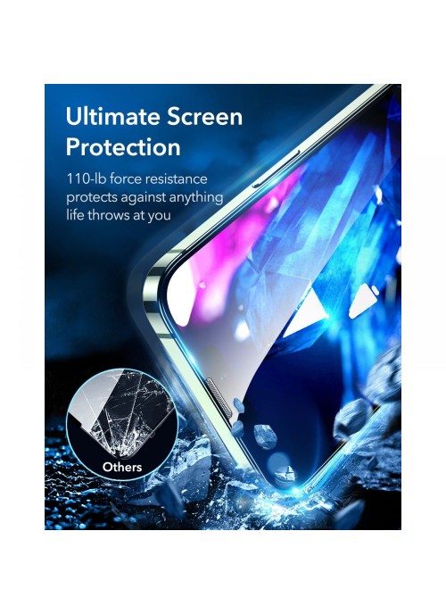 iPhone 13 / 13 Pro • 2st Skärmskydd med monteringsram • 9H Härdat glas • ESR Armorite • Svart ram