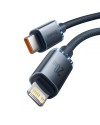 Ladd/Datakabel • USB-C/Lightning • 2m • PD20W • Baseus • Svart