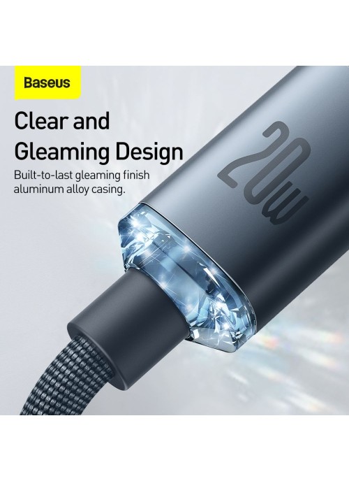 Ladd/Datakabel • USB-C/Lightning • 2m • PD20W • Baseus • Svart