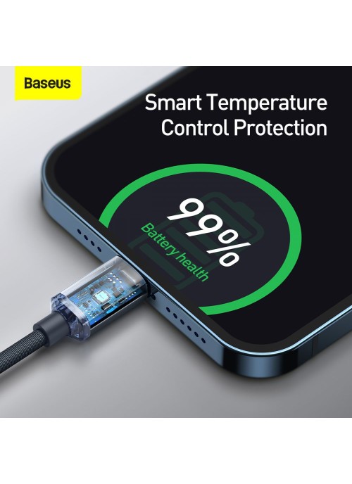 Ladd/Datakabel • USB-C/Lightning • 2m • PD20W • Baseus • Svart
