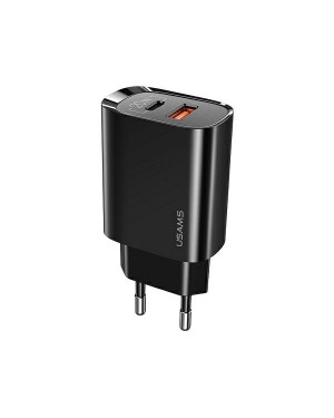 Strömadapter • 2-portar 1xUSB-C+1xUSB T35 20W • PD3.0 +QC3.0 • USAMS