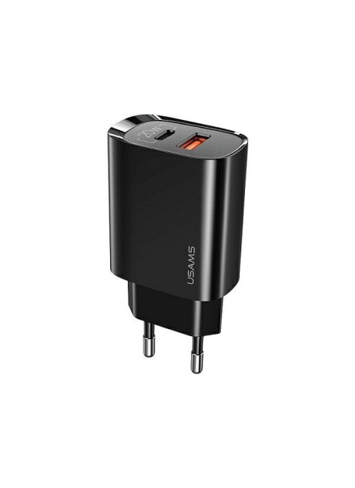 Strömadapter • 2-portar 1xUSB-C+1xUSB T35 20W • PD3.0 +QC3.0 • USAMS