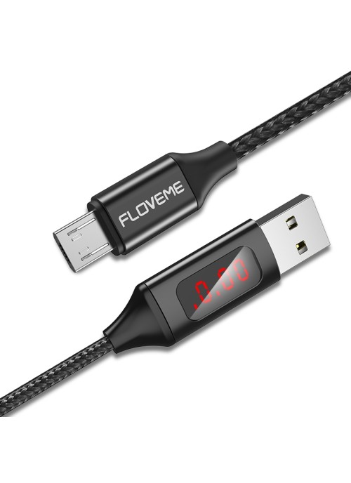 Laddkabel med Volt monitor - Micro USB - 1m Svart