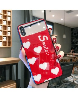 iPhone 6 / 6s Mobilskal - Glasbaksida - Hearts - Röd